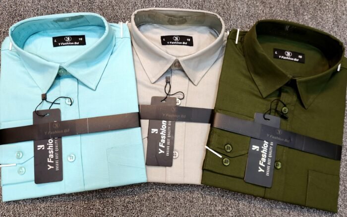 Solid Shirt Combo Offer Saton Pest, Ash, Olive 3Pc. – M