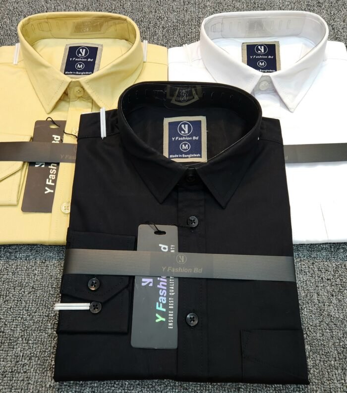 Solid Shirt Combo Offer Biscuit, White, Black 3Pc. – L