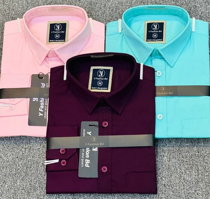 Solid Shirt Combo Offer Pink, Pest, Purple 3Pc. – L