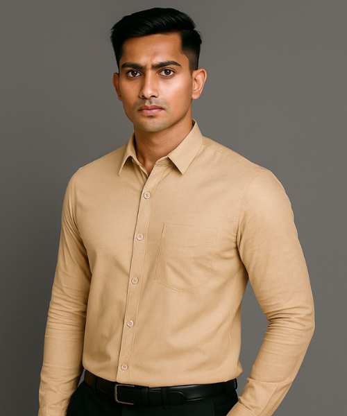 Oxford Cotton Full Sleeve Shirt-Biscuit