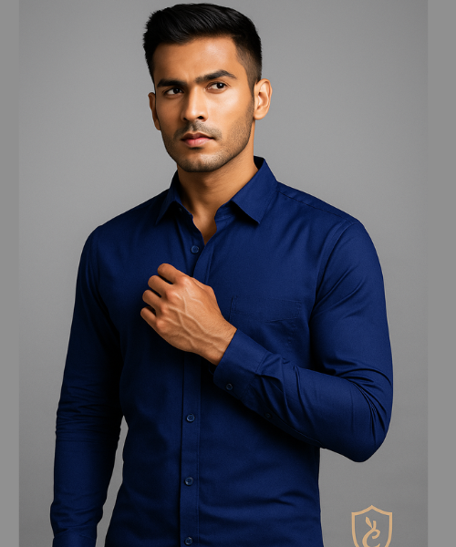 Oxford Cotton Full Sleeve Shirt-Nevy Blue