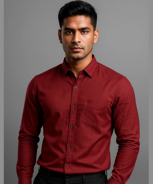 Oxford Cotton Full Sleeve Shirt-Merun