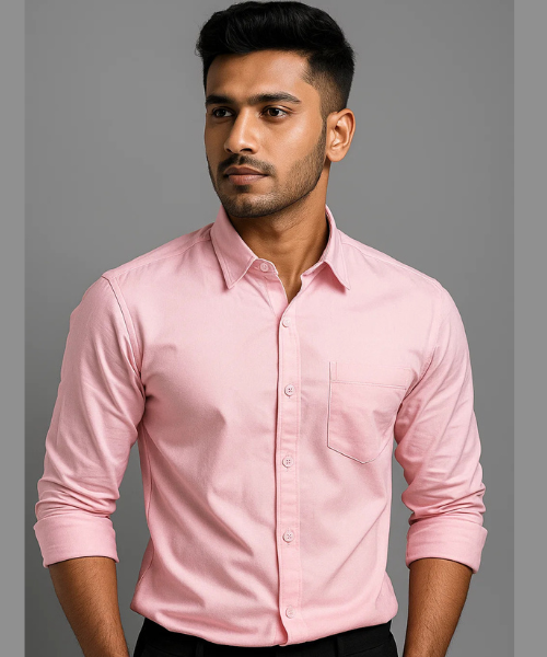 Oxford Cotton Full Sleeve Shirt-Pink